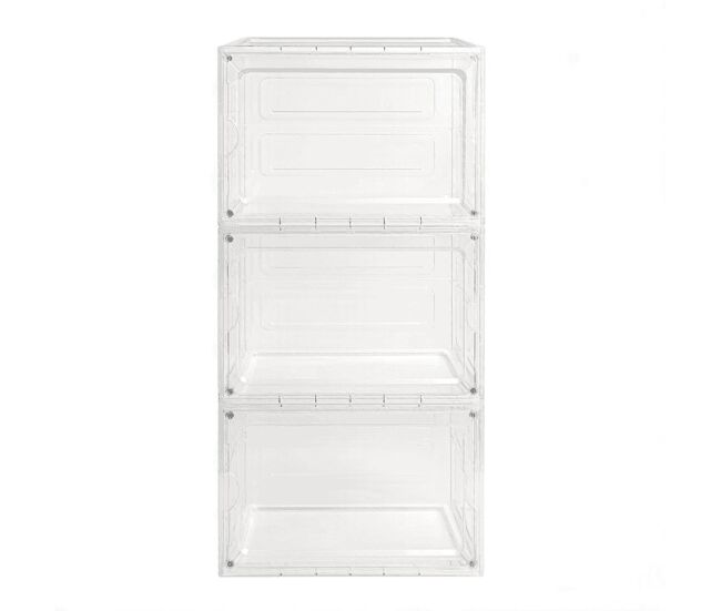 Zapatero organizador 3 piezas - cajas transparentes de almacenamiento multifuncionales para zapatos y cosméticos - transparente