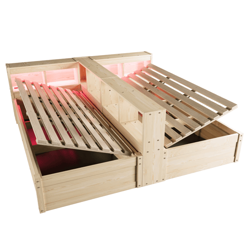 Sofá-cama 90180 × 200 cm - com tomada europeia, compartimentos de arrumação, faixa de LED, mecanismo hidráulico, cama dupla multifuncional - madeira natural Sofá-cama 90180 × 200 cm - com tomada europeia, compartimentos de arrumação, faixa de LED, mecanismo hidráulico, cama dupla multifuncional - madeira natural