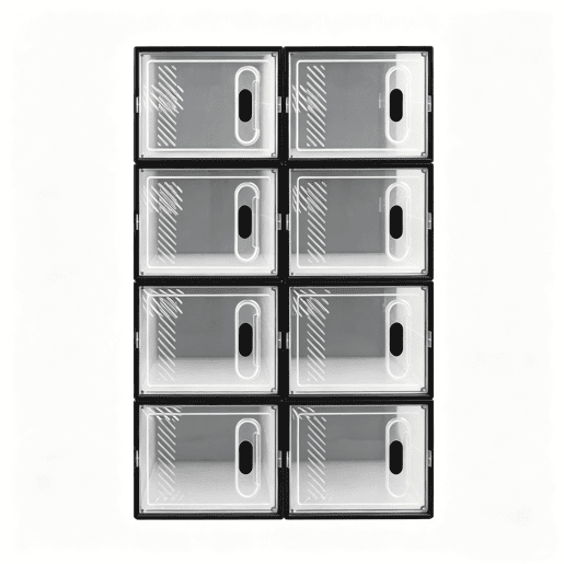 Organizador Modular de Sapatos de 8 Peças - Empilhável, Organizador Multifuncional para Sapatos, Livros, Brinquedos e Roupeiro - Preto Transparente