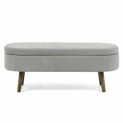 Banco com arrumação multifuncional 110 x 40 x 42 cm - tecido de chenille macio, pés de madeira, estrutura em madeira maciça, capacidade de 20 L, ideal para o quarto, sala de estar, hall de entrada e como sapateira - Cinza