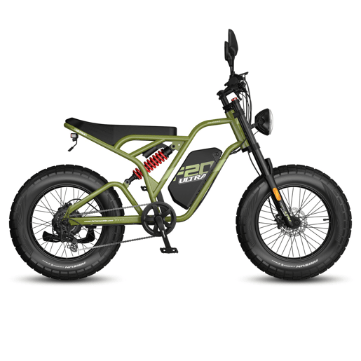E-bike FAFREES F20 Ultra (Homologação UE L1e-B) - Motor 750W Bateria 48V25AH Pneus 20 Polegadas Travões mecânicos - Verde