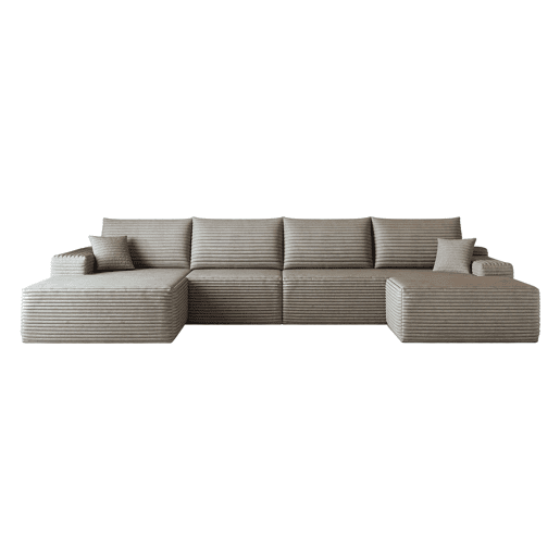 Sofá modular de canto de 340 cm - 4 lugares, chaise longue em L, assento profundo - Camel Sofá modular de canto de 340 cm - 4 lugares, chaise longue em L, assento profundo - Camel