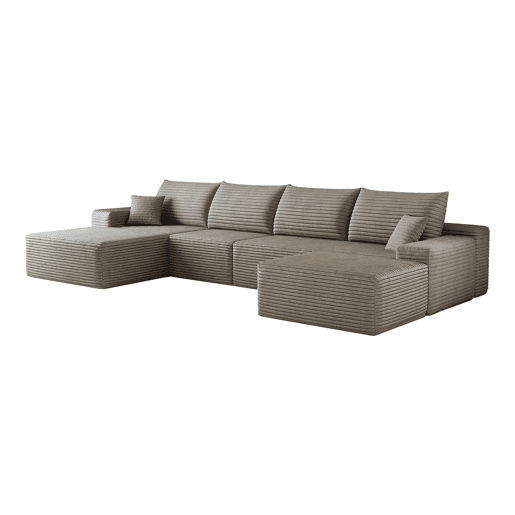 Sofá modular de canto de 340 cm - 4 lugares, chaise longue em L, assento profundo - Camel Sofá modular de canto de 340 cm - 4 lugares, chaise longue em L, assento profundo - Camel