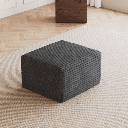 Pufe modular 65x60x38 cm em tecido acolchoado com espuma - Assento auxiliar para sofá - Cinza escuro Pufe modular 65x60x38 cm em tecido acolchoado com espuma - Assento auxiliar para sofá - Cinza escuro