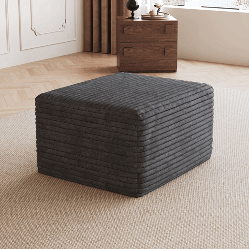 Pufe modular 65x60x38 cm em tecido acolchoado com espuma - Assento auxiliar para sofá - Cinza escuro Pufe modular 65x60x38 cm em tecido acolchoado com espuma - Assento auxiliar para sofá - Cinza escuro