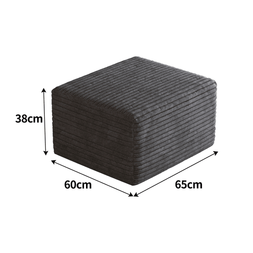 Pufe modular 65x60x38 cm em tecido acolchoado com espuma - Assento auxiliar para sofá - Cinza escuro Pufe modular 65x60x38 cm em tecido acolchoado com espuma - Assento auxiliar para sofá - Cinza escuro