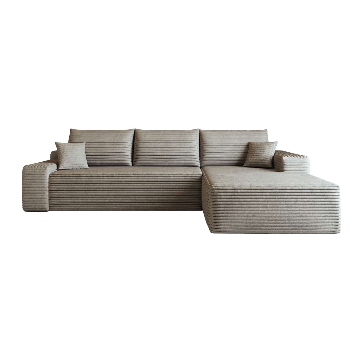 Sofá modular esquinero 270 cm - 3 plazas, chaise longue en l, asiento profundo - camel
