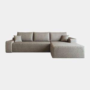 Sofá modular de canto de 270 cm - 3 lugares, chaise longue em L, assento profundo - Camel