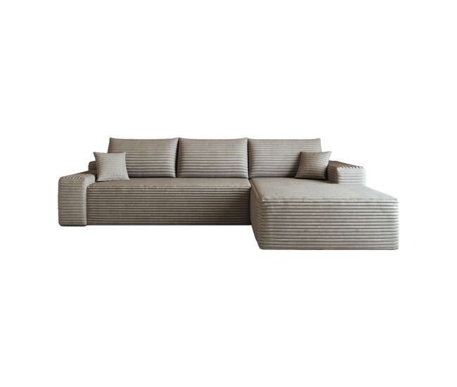 Sofá modular esquinero 270 cm - 3 plazas, chaise longue en l, asiento profundo - camel
