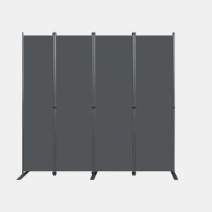 Divisória de 204 x 180 cm - 4 painéis, privacidade interior, dobrável e independente para escritório, quarto, sala de estar - Cinza escuro