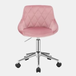 Cadeira de escritório giratória com rodas - design ergonómico para escritório em casa - rosa