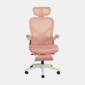 Cadeira de escritório ergonómica, pequena e dobrável u2013 apoio lombar, apoios de braços dobráveis, apoio para a cabeça 3D, almofada de espuma e pedais de trabalho u2013 rosa