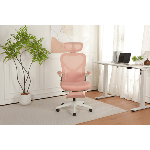 Cadeira de escritório ergonómica, pequena e dobrável u2013 apoio lombar, apoios de braços dobráveis, apoio para a cabeça 3D, almofada de espuma e pedais de trabalho u2013 rosa Cadeira de escritório ergonómica, pequena e dobrável u2013 apoio lombar, apoios de braços dobráveis, apoio para a cabeça 3D, almofada de espuma e pedais de trabalho u2013 rosa