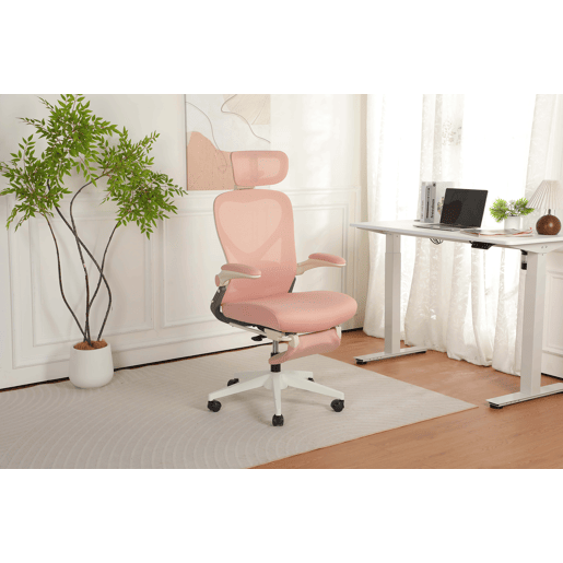 Cadeira de escritório ergonómica, pequena e dobrável u2013 apoio lombar, apoios de braços dobráveis, apoio para a cabeça 3D, almofada de espuma e pedais de trabalho u2013 rosa Cadeira de escritório ergonómica, pequena e dobrável u2013 apoio lombar, apoios de braços dobráveis, apoio para a cabeça 3D, almofada de espuma e pedais de trabalho u2013 rosa