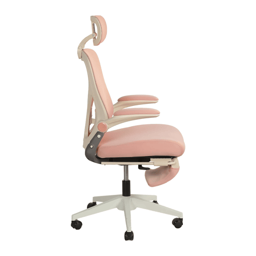 Cadeira de escritório ergonómica, pequena e dobrável u2013 apoio lombar, apoios de braços dobráveis, apoio para a cabeça 3D, almofada de espuma e pedais de trabalho u2013 rosa Cadeira de escritório ergonómica, pequena e dobrável u2013 apoio lombar, apoios de braços dobráveis, apoio para a cabeça 3D, almofada de espuma e pedais de trabalho u2013 rosa