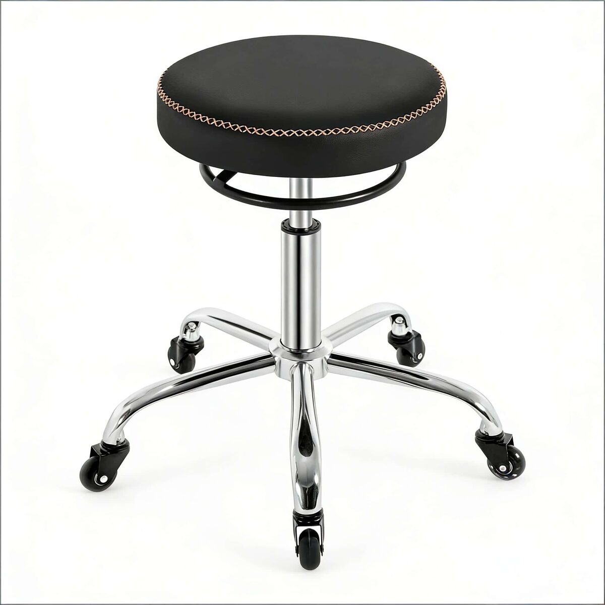 Silla de oficina giratoria tamaño estándar - cómoda, móvil y multifuncional (peluquería, masaje, bar) - negro