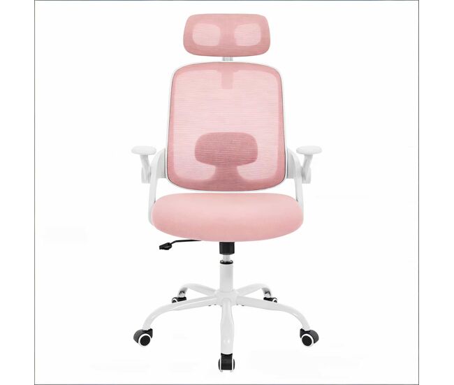 Silla de oficina 63,5x47 cm - respaldo alto ergonómico, silla de ordenador clásica para despacho y conferencias - rosa