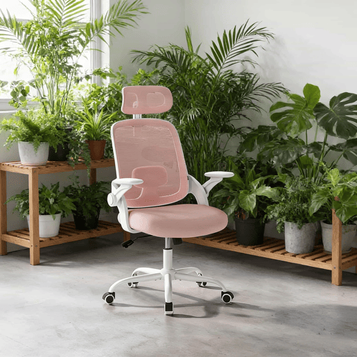 Cadeira de escritório 63,5 x 47 cm - encosto alto ergonómico, cadeira clássica de computador para escritório e reuniões - rosa Cadeira de escritório 63,5 x 47 cm - encosto alto ergonómico, cadeira clássica de computador para escritório e reuniões - rosa