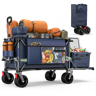 Carrinho de jardim dobrável 300 L, 140 cm u2013 com rodas todo-o-terreno, compartimento duplo, dobrável e resistente para uso no exterior u2013 Azul