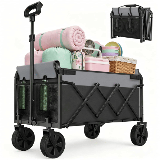 Carrinho dobrável de 100 kg u2014 com pega ajustável, leve, compacto e estável, ideal para compras e acampamento u2014 Preto Carrinho dobrável de 100 kg u2014 com pega ajustável, leve, compacto e estável, ideal para compras e acampamento u2014 Preto
