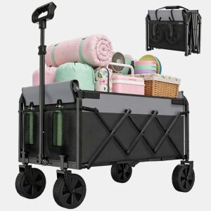 Carrinho dobrável de 100 kg u2014 com pega ajustável, leve, compacto e estável, ideal para compras e acampamento u2014 Preto