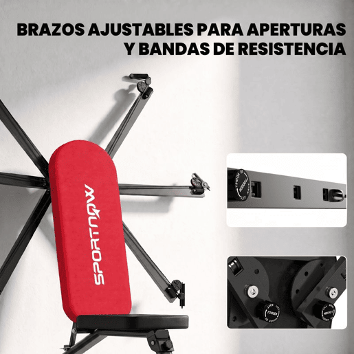 SPORTNOW Banco de Musculação Dobrável, Encosto Ajustável em 3 Posições, PlanoInclinadoDeclinado, Extensão de Pernas e Bandas de Resistência, para Treino em Casa
