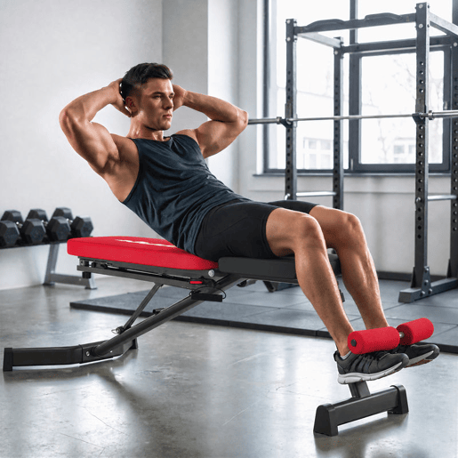 SPORTNOW Banco de Musculação Dobrável, Encosto Ajustável em 3 Posições, PlanoInclinadoDeclinado, Extensão de Pernas e Bandas de Resistência, para Treino em Casa