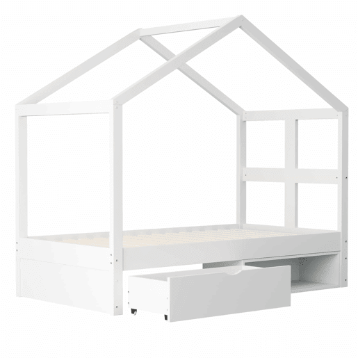 Cama juvenil em madeira 90x190 cm - com gavetas, sapateira pequena, iluminação LED multicolorida e base de ripas - Branco Cama juvenil em madeira 90x190 cm - com gavetas, sapateira pequena, iluminação LED multicolorida e base de ripas - Branco