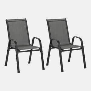 Cadeiras de jardim 55x65x92 cm - encosto alto, empilháveis, para exterior e varanda (2 unidades) - cinzento escuro