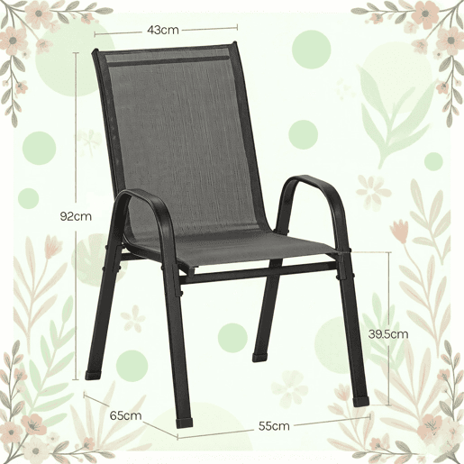 Cadeiras de jardim 55x65x92 cm - encosto alto, empilháveis, para exterior e varanda (2 unidades) - cinzento escuro Cadeiras de jardim 55x65x92 cm - encosto alto, empilháveis, para exterior e varanda (2 unidades) - cinzento escuro