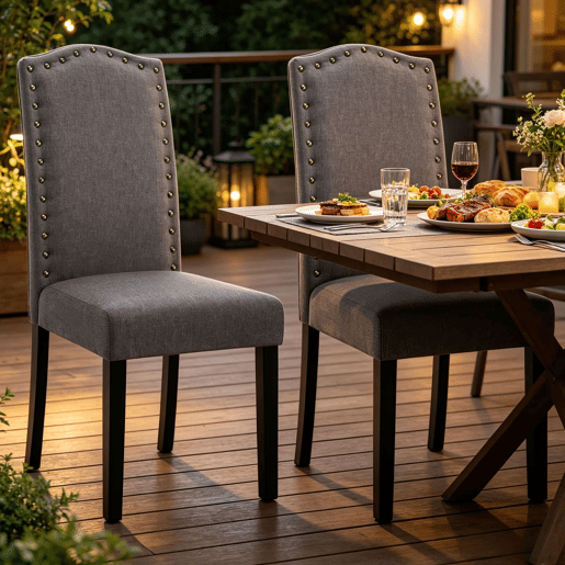 Cadeira de jantar 48,5 x 43 x 102 cm - Encosto alto, moderna, multifuncional para cozinha, sala de estar e escritório - Cinza escuro