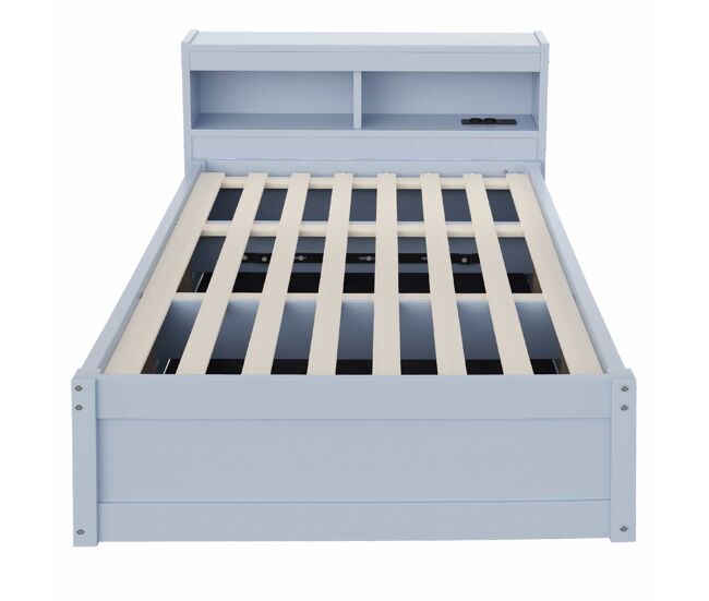 Sofá cama 90x200 cm - enchufe europeo integrado, múltiples compartimentos de almacenamiento, tiras de luces led multicolor, mecanismo de cama
