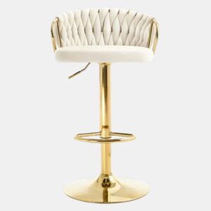 Banco de bar - Assento almofadado, confortável e elegante, para cozinha e café - Branco creme