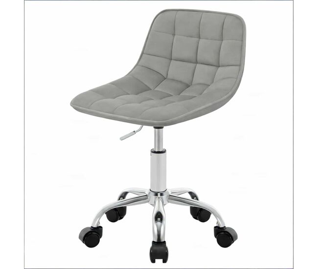Silla de escritorio 43x43x67,5 cm - ergonómica, tapizada y cómoda para maquillaje - gris claro