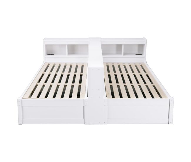 Sofá cama 90/180 × 200 cm - con enchufe europeo, compartimentos de almacenamiento, luz led, mecanismo hidráulico, cama multifuncional - blanco