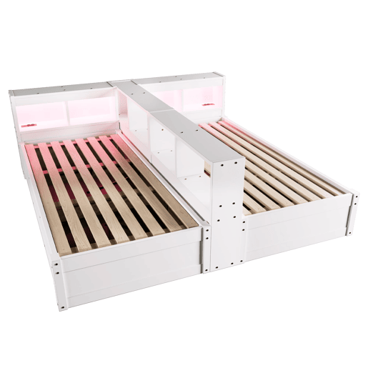 Sofá-cama 90180 × 200 cm - Com tomada europeia, compartimentos de arrumação, luz LED, mecanismo hidráulico, cama multifuncional - Branco Sofá-cama 90180 × 200 cm - Com tomada europeia, compartimentos de arrumação, luz LED, mecanismo hidráulico, cama multifuncional - Branco
