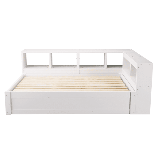 Sofá-cama 90 x 200 cm - com tomada europeia, vários compartimentos de arrumação, faixas de luz LED multicoloridas, mecanismo hidráulico de abertura, estrutura de madeira maciça multifuncional - branco