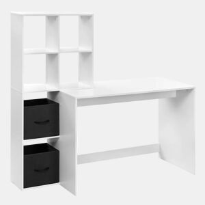 Secretária de 140,5 x 50 x 134 cm - Multifuncional, para computador, escritório, jogos e trabalho - Branco