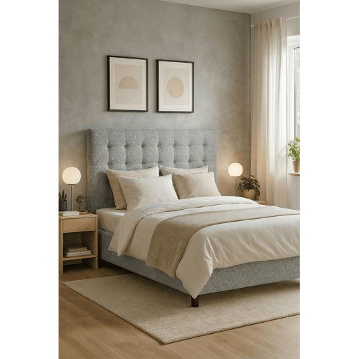 Cabeceira de cama Ascot quadrada Taupe - 120 x 150 cm, altura 120 cm Cabeceira de cama Ascot quadrada Taupe - 120 x 150 cm, altura 120 cm