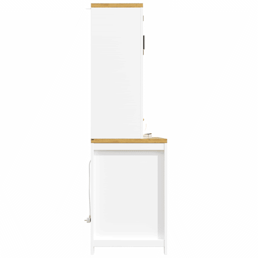 Armário alto de cozinha - com porta USB, iluminação LED, arrumação multifuncional e ampla superfície de trabalho para a cozinha e a sala de jantar - Branco