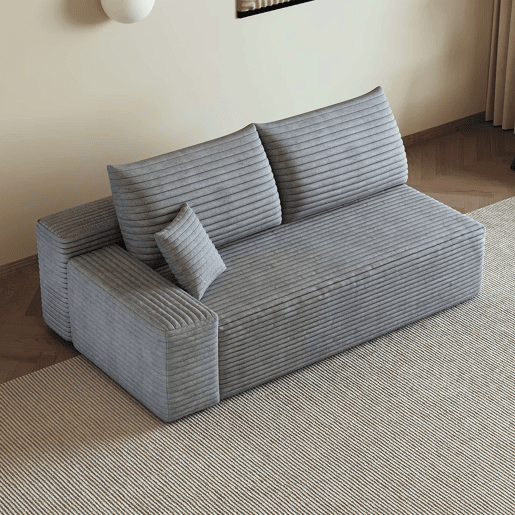 Sofá de 2 lugares, 175 x 95 cm u2013 estofado em veludo cotelê, modular e confortável u2013 Cinzento Sofá de 2 lugares, 175 x 95 cm u2013 estofado em veludo cotelê, modular e confortável u2013 Cinzento