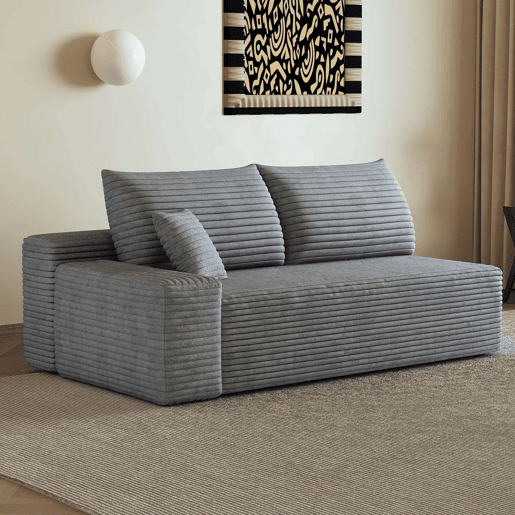Sofá de 2 lugares, 175 x 95 cm u2013 estofado em veludo cotelê, modular e confortável u2013 Cinzento Sofá de 2 lugares, 175 x 95 cm u2013 estofado em veludo cotelê, modular e confortável u2013 Cinzento