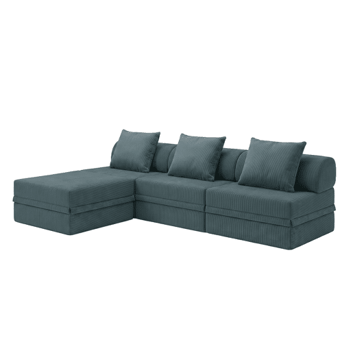 Sofá Modular 3+1+Puff Veludo cotelê Taupe Altura 68 cm Skoffa