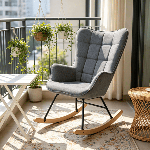 Cadeira de balanço TV 67,5 x 65 x 95 cm - Encosto alto ergonómico, cadeira de leitura e relaxamento - Cinza escuro Cadeira de balanço TV 67,5 x 65 x 95 cm - Encosto alto ergonómico, cadeira de leitura e relaxamento - Cinza escuro