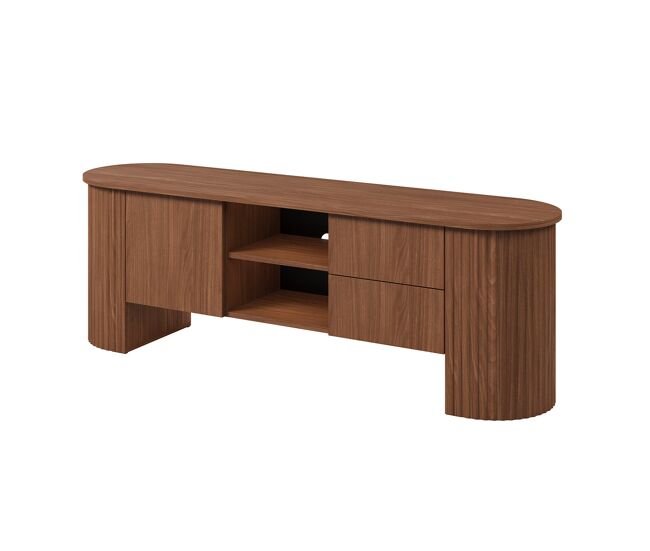 Mueble TV 1 puerta 2 cajones 180 cm Canopée Madera oscura