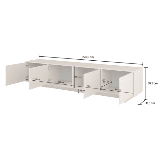 Móvel de TV 4 portas 221 cm Tadao Caxemira