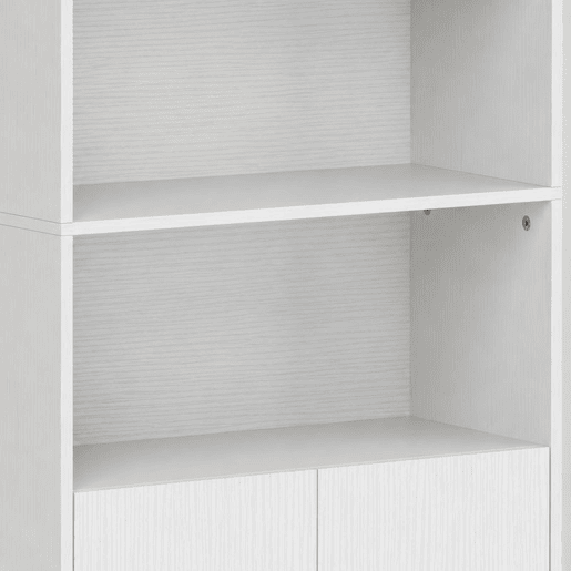 HOMCOM Alacena de Cozinha Alta, Móvel Auxiliar com 4 Portas de Fecho Suave, Prateleiras Ajustáveis, 2 Compartimentos Abertos, para Sala de Jantar, Sala, 60x30x170 cm, Branco