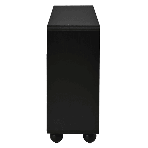 Aparador de 140 cm - portas curvas modernas, armário de arrumação em PB e MDF, pés metálicos redondos - preto Aparador de 140 cm - portas curvas modernas, armário de arrumação em PB e MDF, pés metálicos redondos - preto