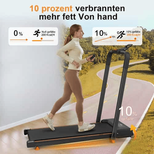 Passadeira compacta 2 em 1 - portátil com aplicação, inclinação ajustável, para caminhar, correr e trotar, capacidade de 120 kg - Preto Passadeira compacta 2 em 1 - portátil com aplicação, inclinação ajustável, para caminhar, correr e trotar, capacidade de 120 kg - Preto