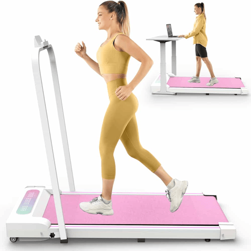 Passadeira dobrável de 2,5 PS - Walking Pad compacto para casa e escritório, motor potente até 8 kmh - Rosa Passadeira dobrável de 2,5 PS - Walking Pad compacto para casa e escritório, motor potente até 8 kmh - Rosa
